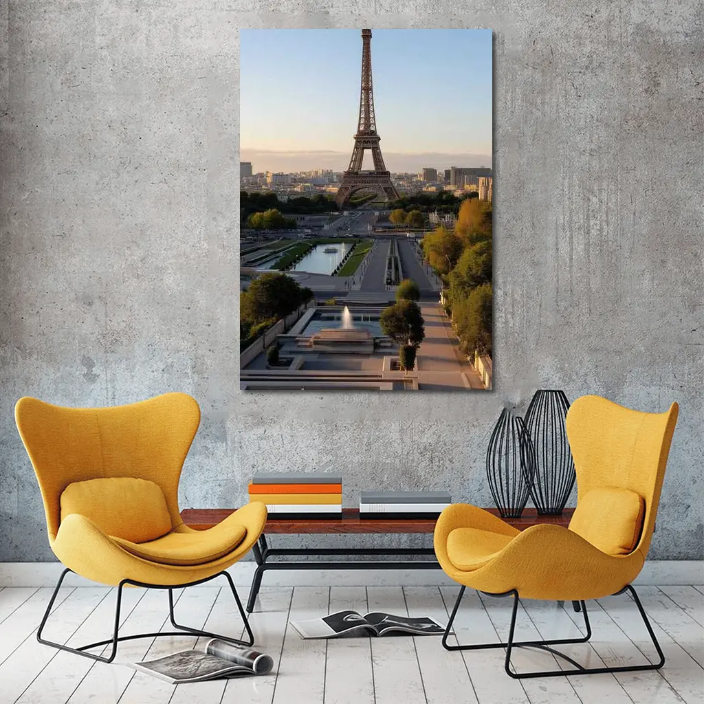 Eiffel Tower Paris City Skyline Golden Hour – Wall Art