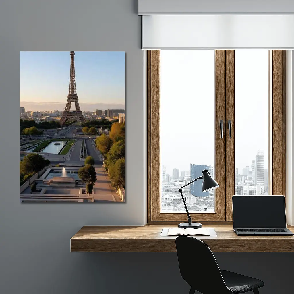 Eiffel Tower Paris City Skyline Golden Hour – Wall Art
