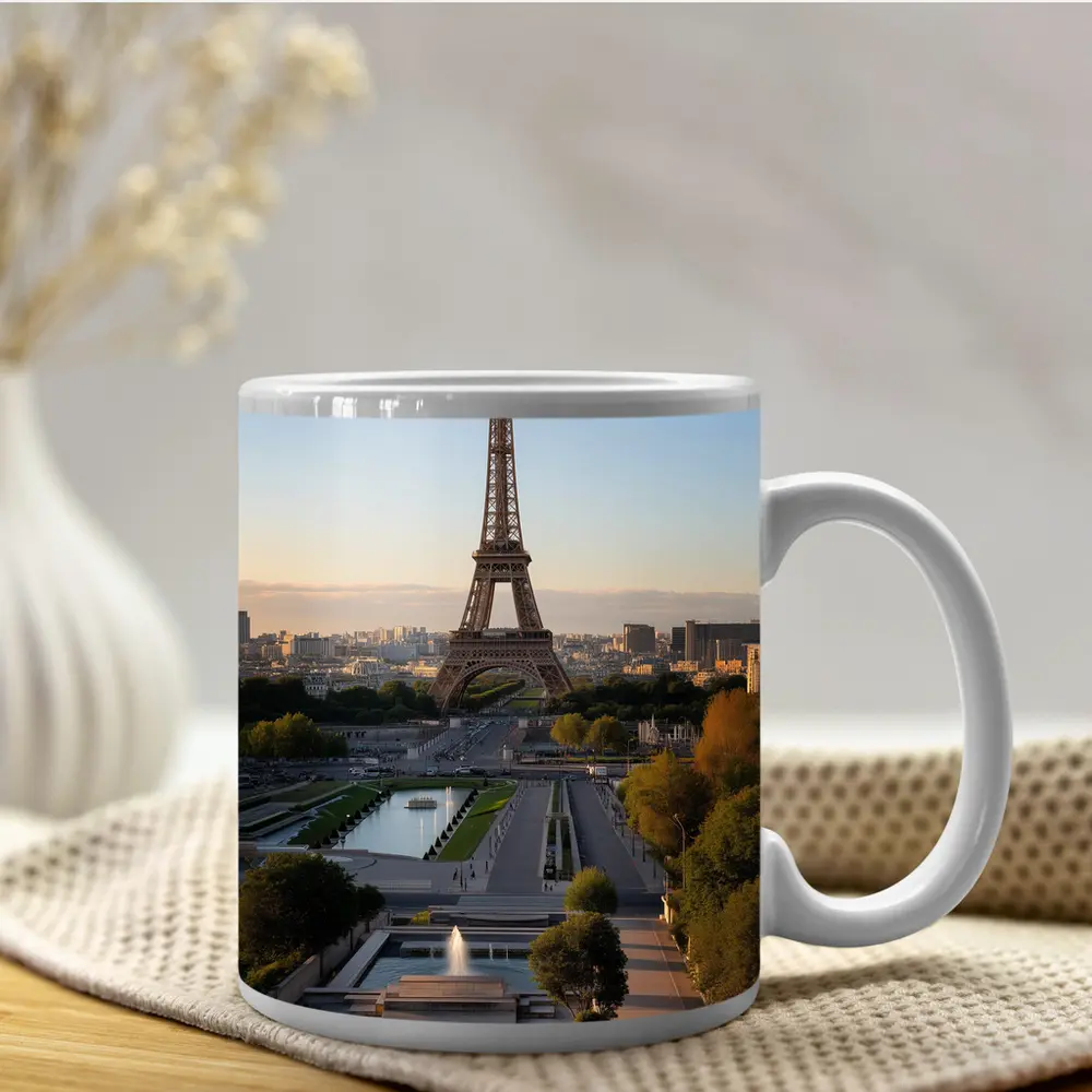 Eiffel Tower Paris City Skyline Golden Hour – Mugs