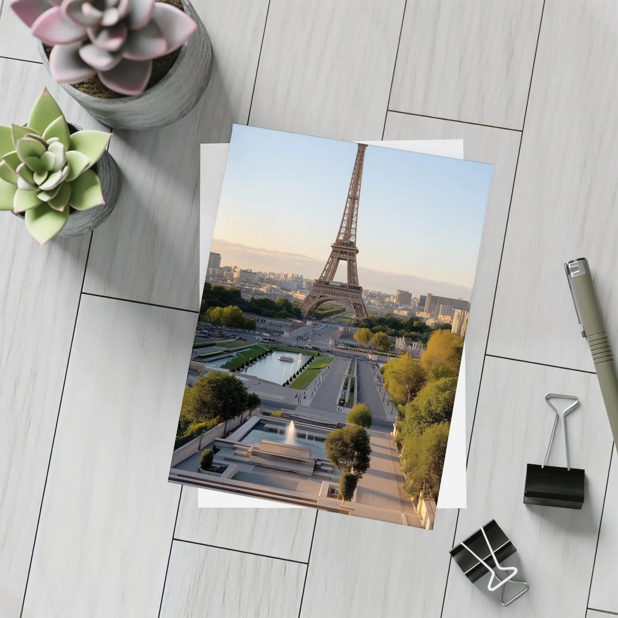 Eiffel Tower Paris City Skyline Golden Hour – Postcards