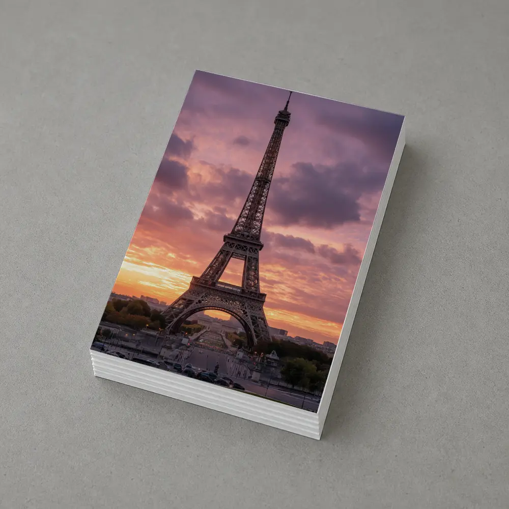 Eiffel Tower Paris Sunset Purple Sky – Postcards