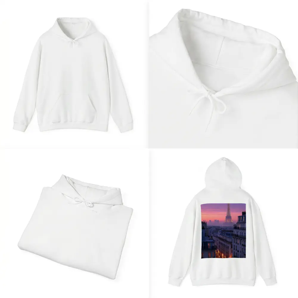 Eiffel Tower Paris Purple Sunset Cityscape – Hoodies