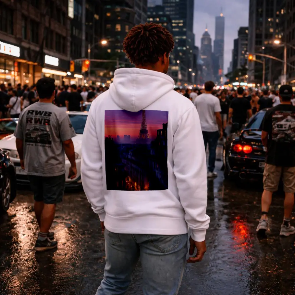 Eiffel Tower Paris Purple Sunset Cityscape – Hoodies