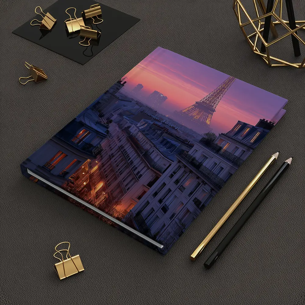 Eiffel Tower Paris Purple Sunset Cityscape – Notebooks