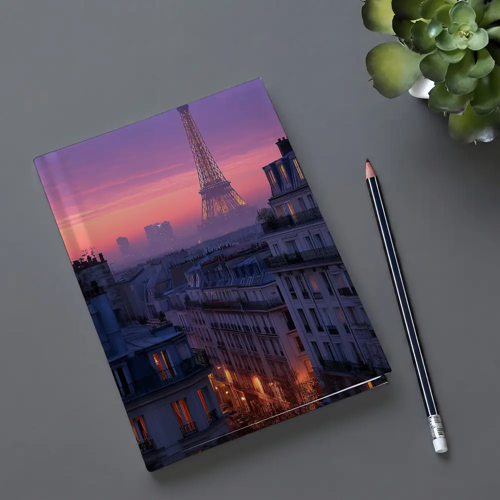 Eiffel Tower Paris Purple Sunset Cityscape – Notebooks