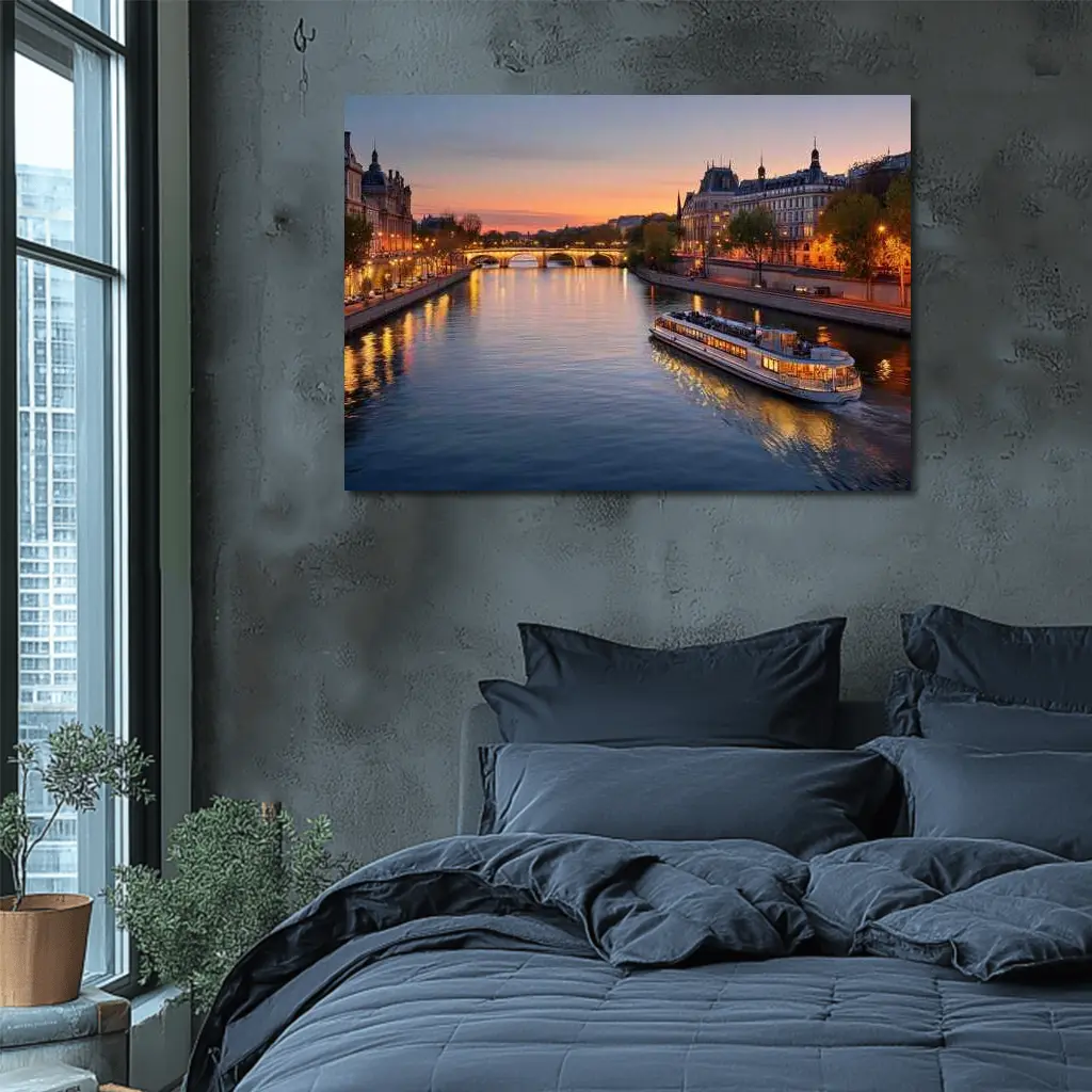 Seine River Paris Sunset Golden Hour – Wall Art