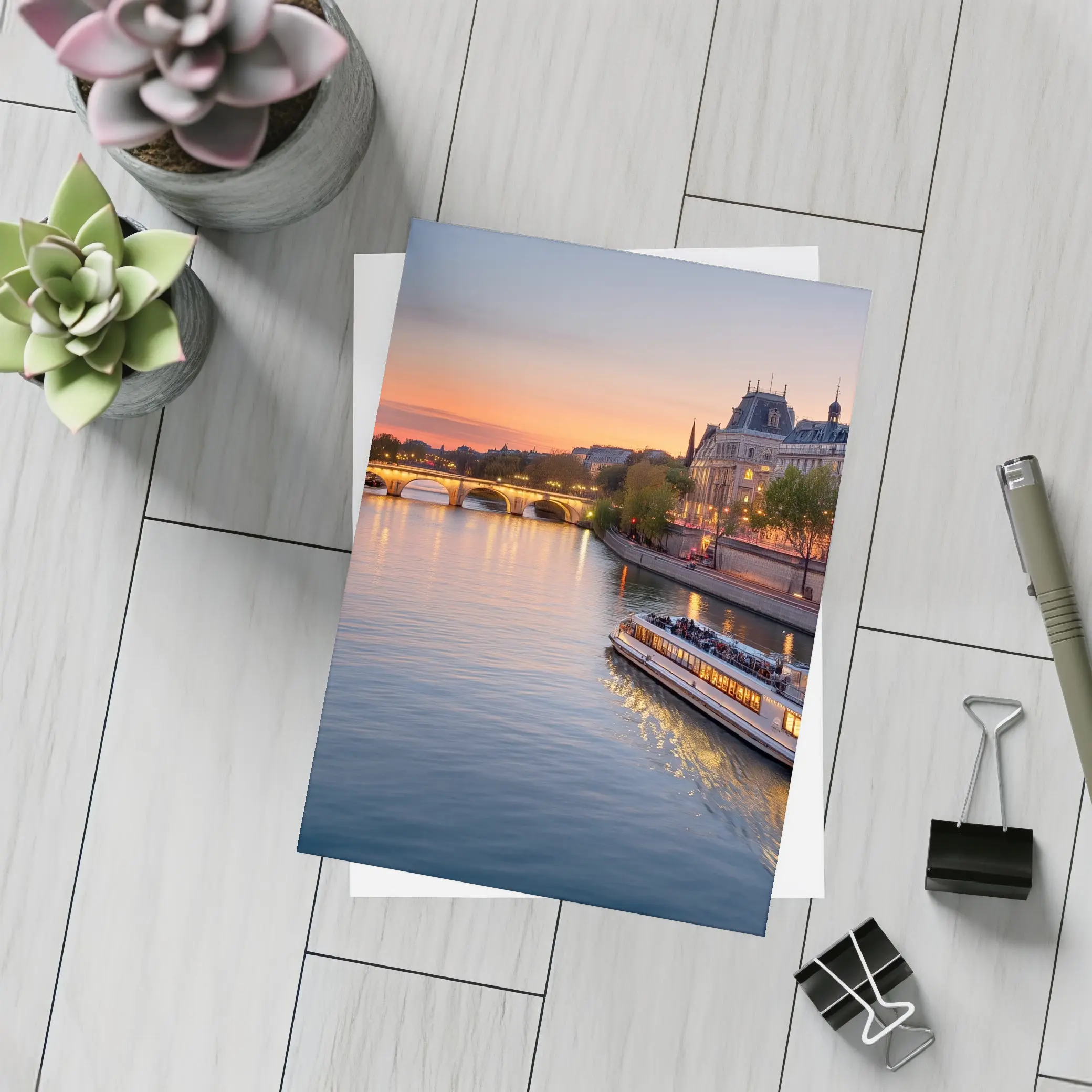 Seine River Paris Sunset Golden Hour – Postcards