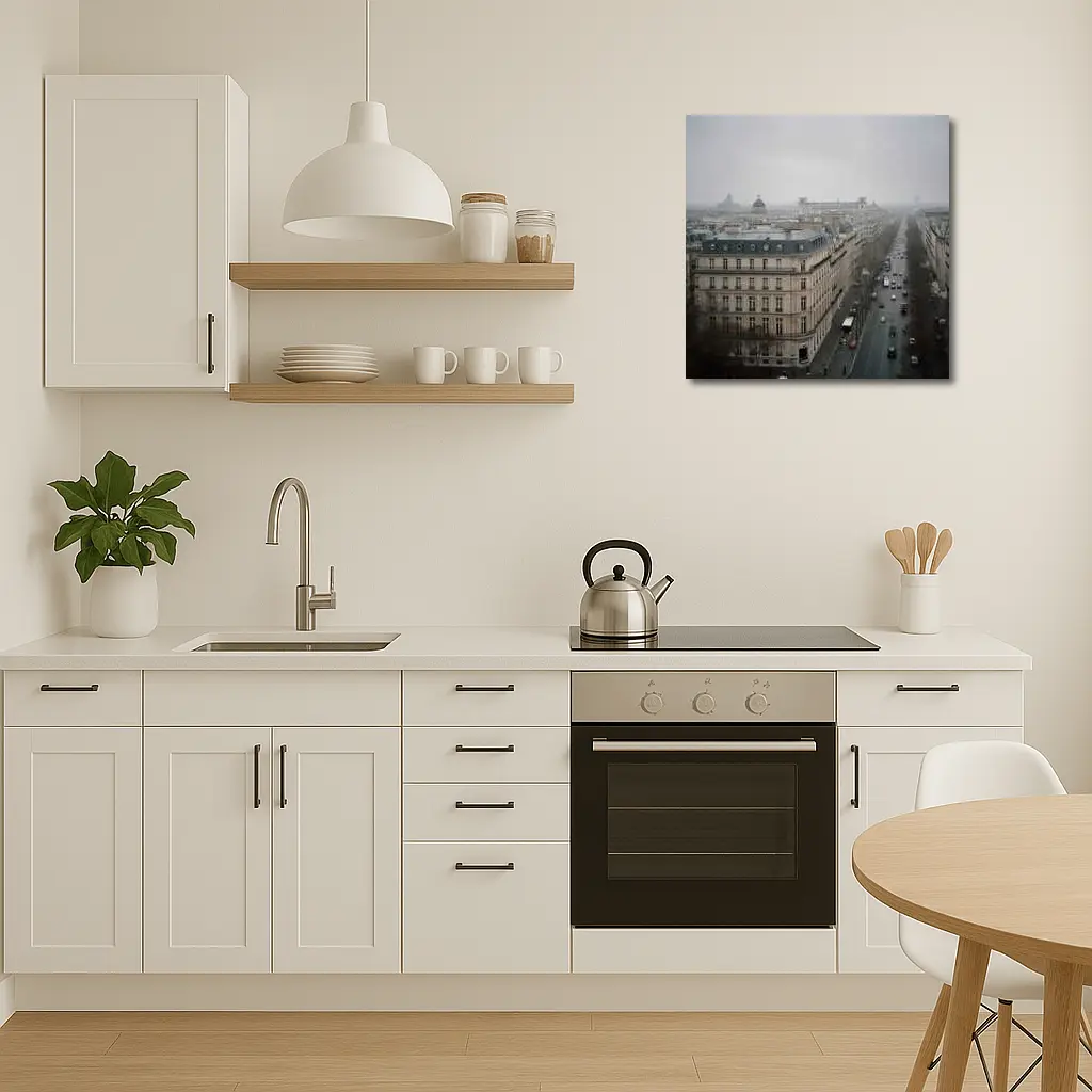 Paris Rooftop View Gray Overcast Boulevard – Wall Art