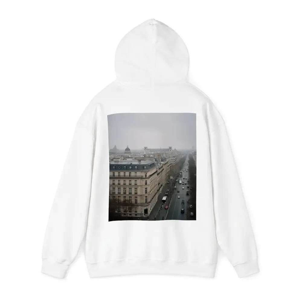 Paris Rooftop View Gray Overcast Boulevard – Hoodies