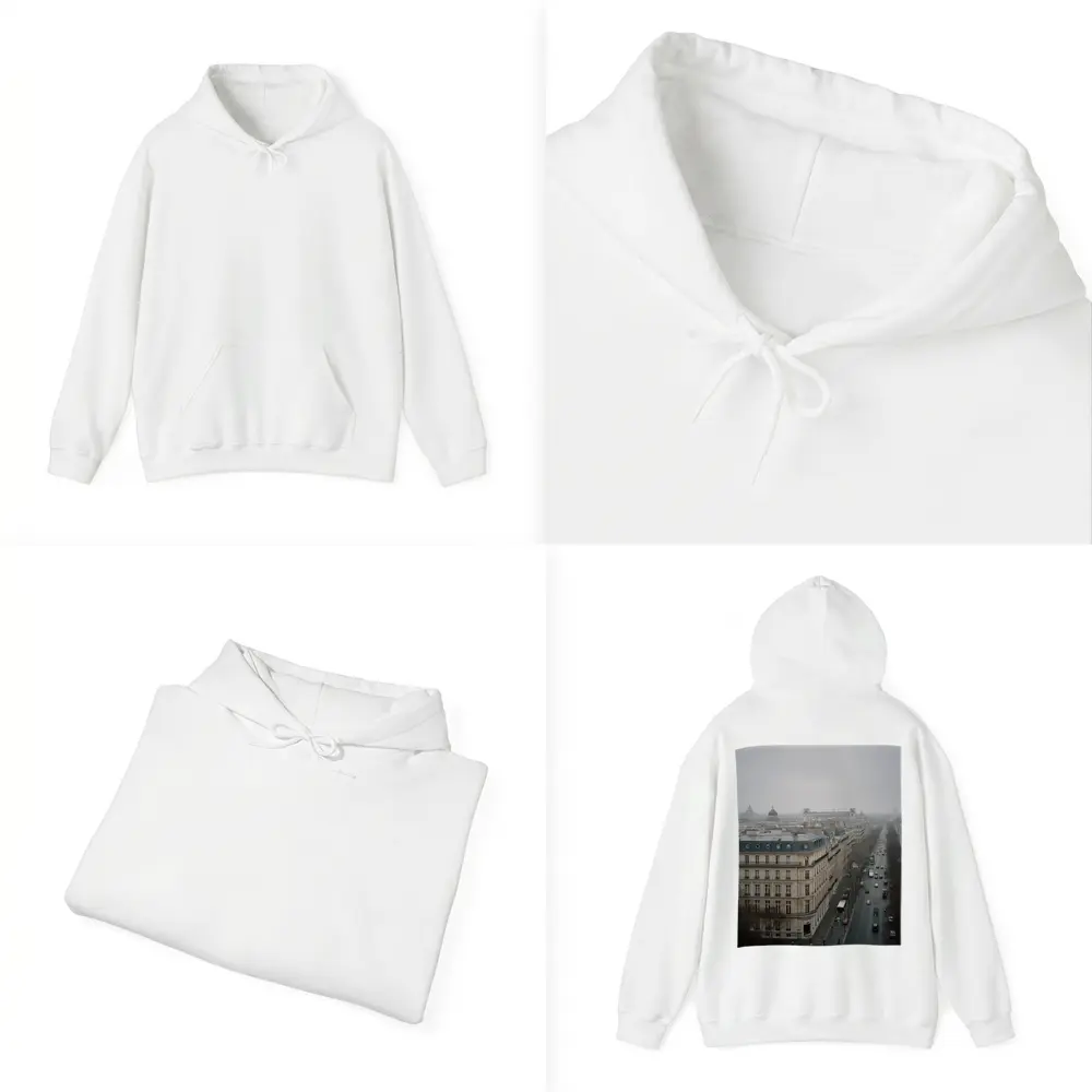 Paris Rooftop View Gray Overcast Boulevard – Hoodies