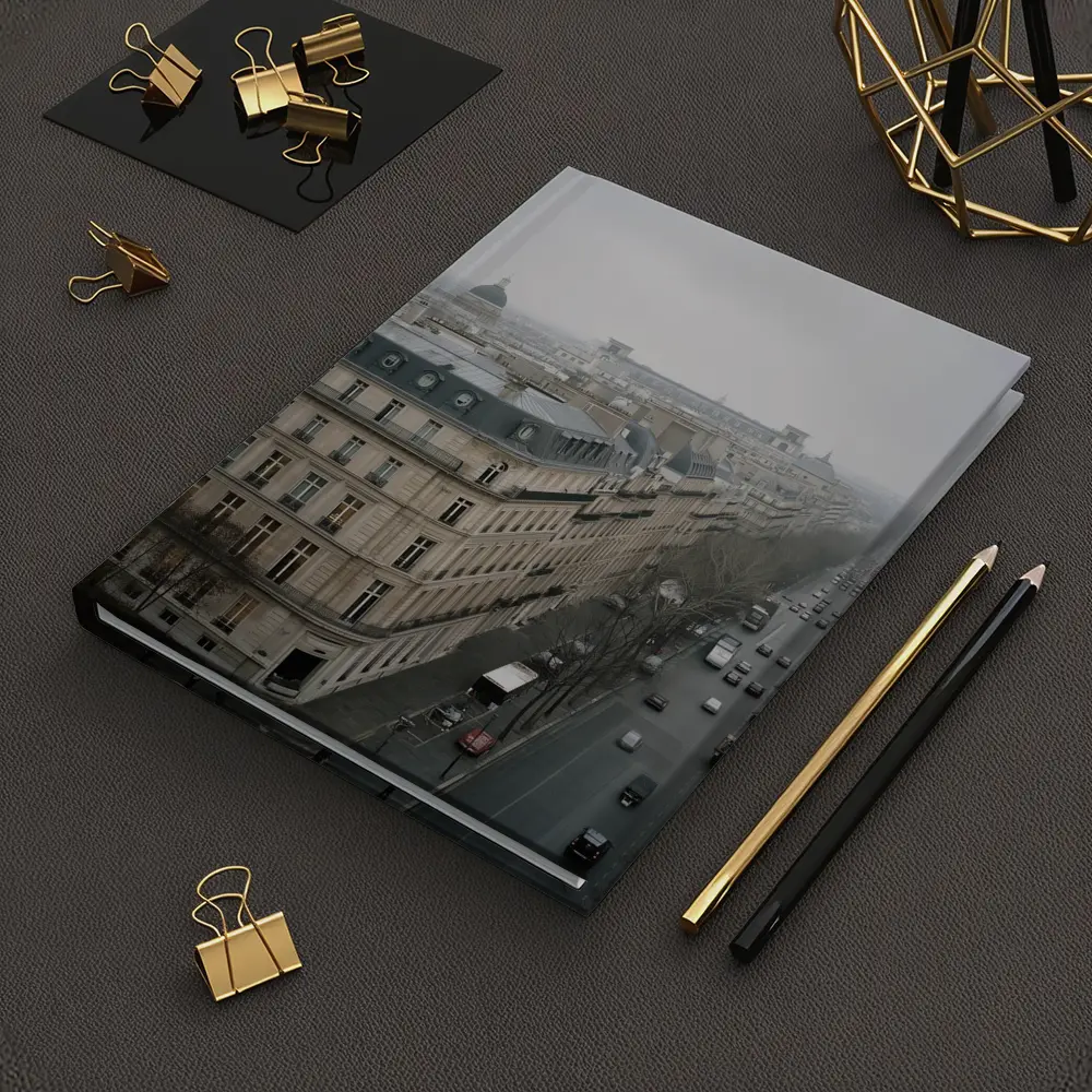 Paris Rooftop View Gray Overcast Boulevard – Notebooks
