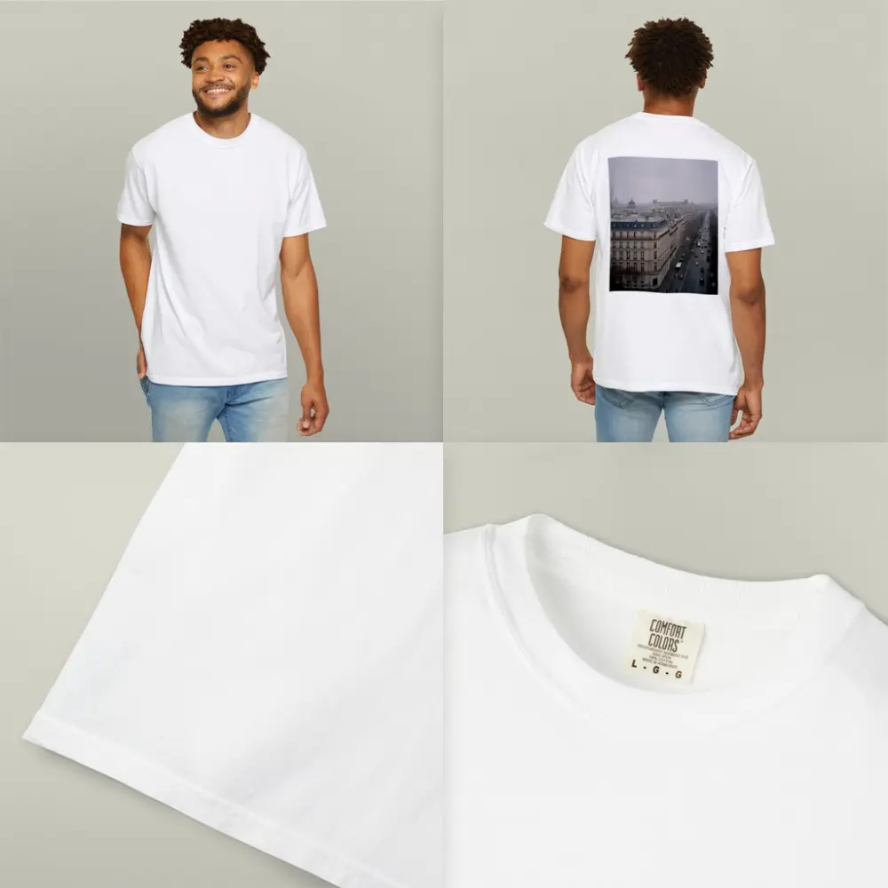 Paris Rooftop View Gray Overcast Boulevard – T-Shirts