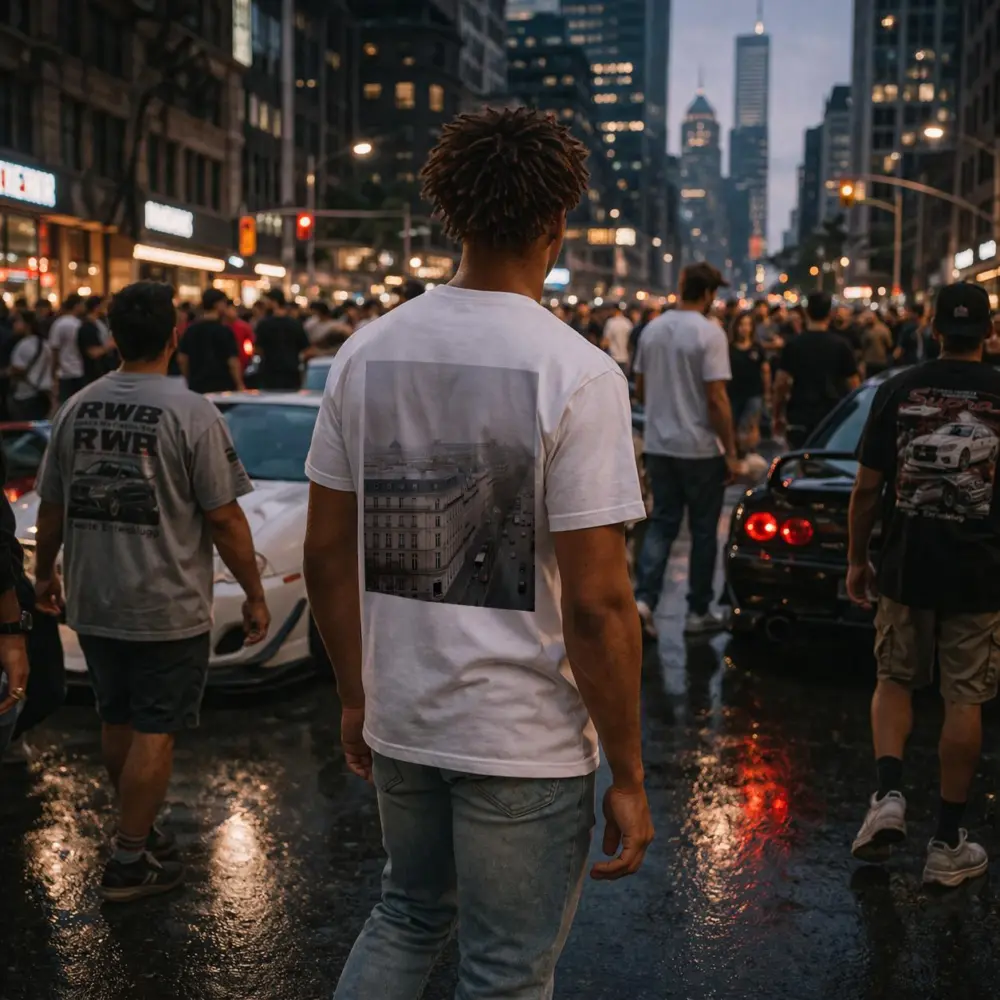 Paris Rooftop View Gray Overcast Boulevard – T-Shirts