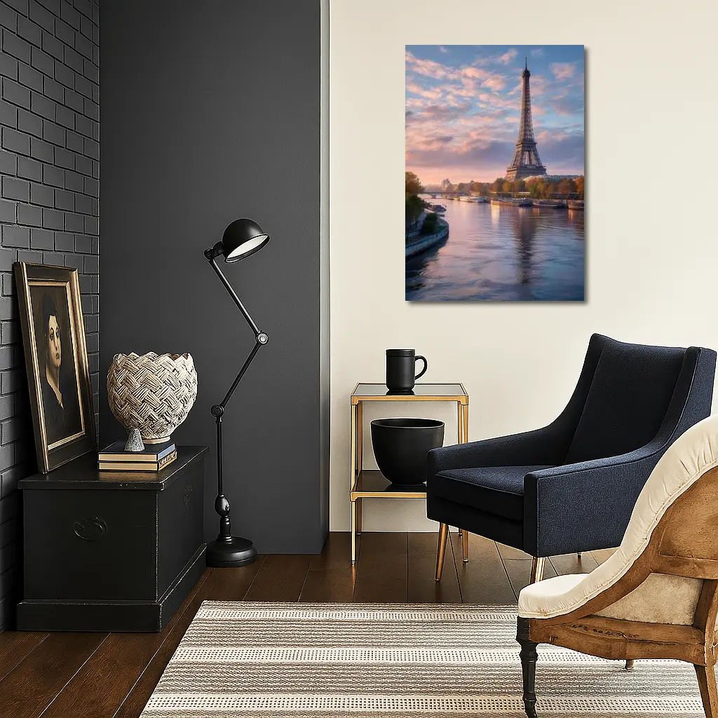 Eiffel Tower Paris Seine River Sunset – Wall Art