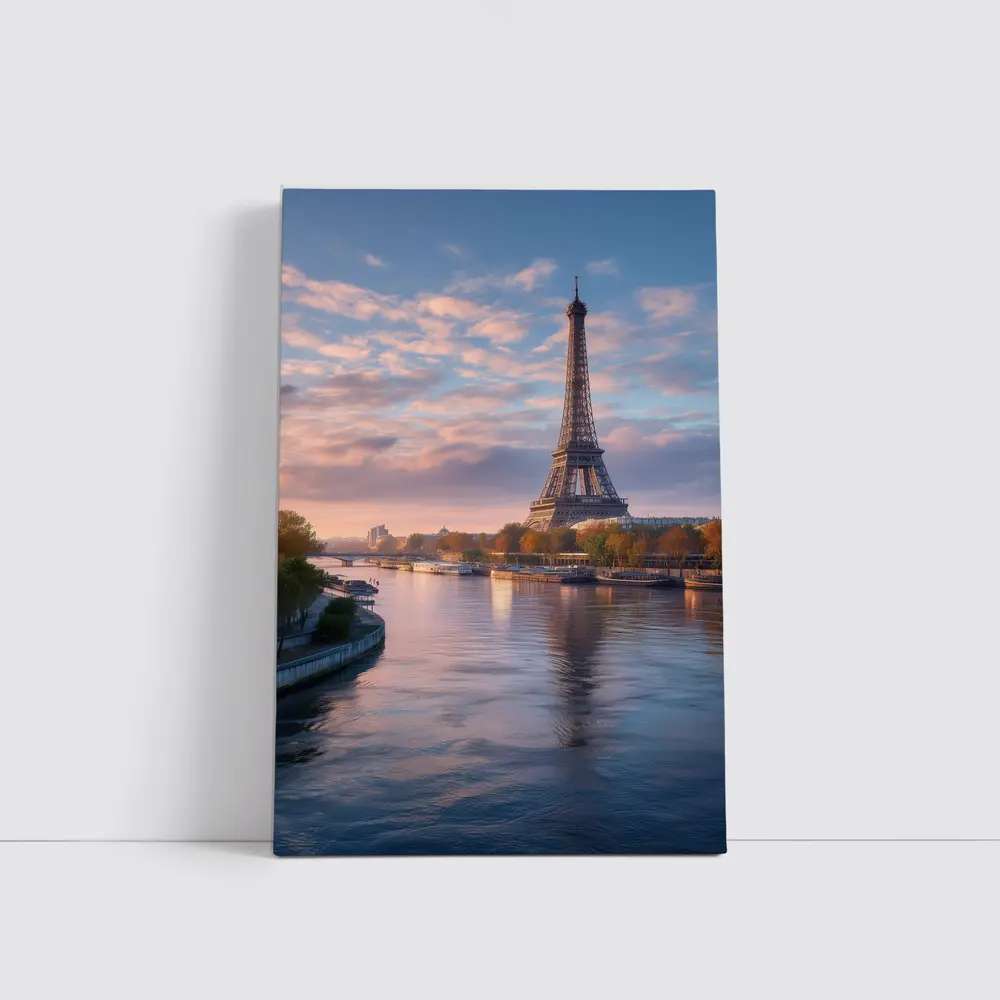 Eiffel Tower Paris Seine River Sunset – Wall Art