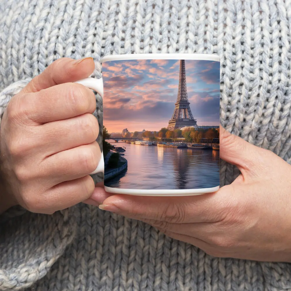 Eiffel Tower Paris Seine River Sunset – Mugs