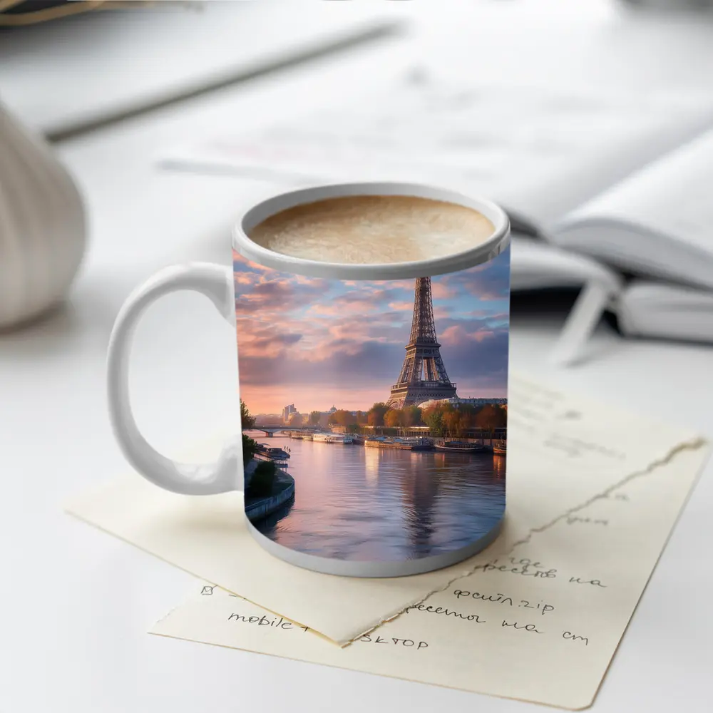 Eiffel Tower Paris Seine River Sunset – Mugs