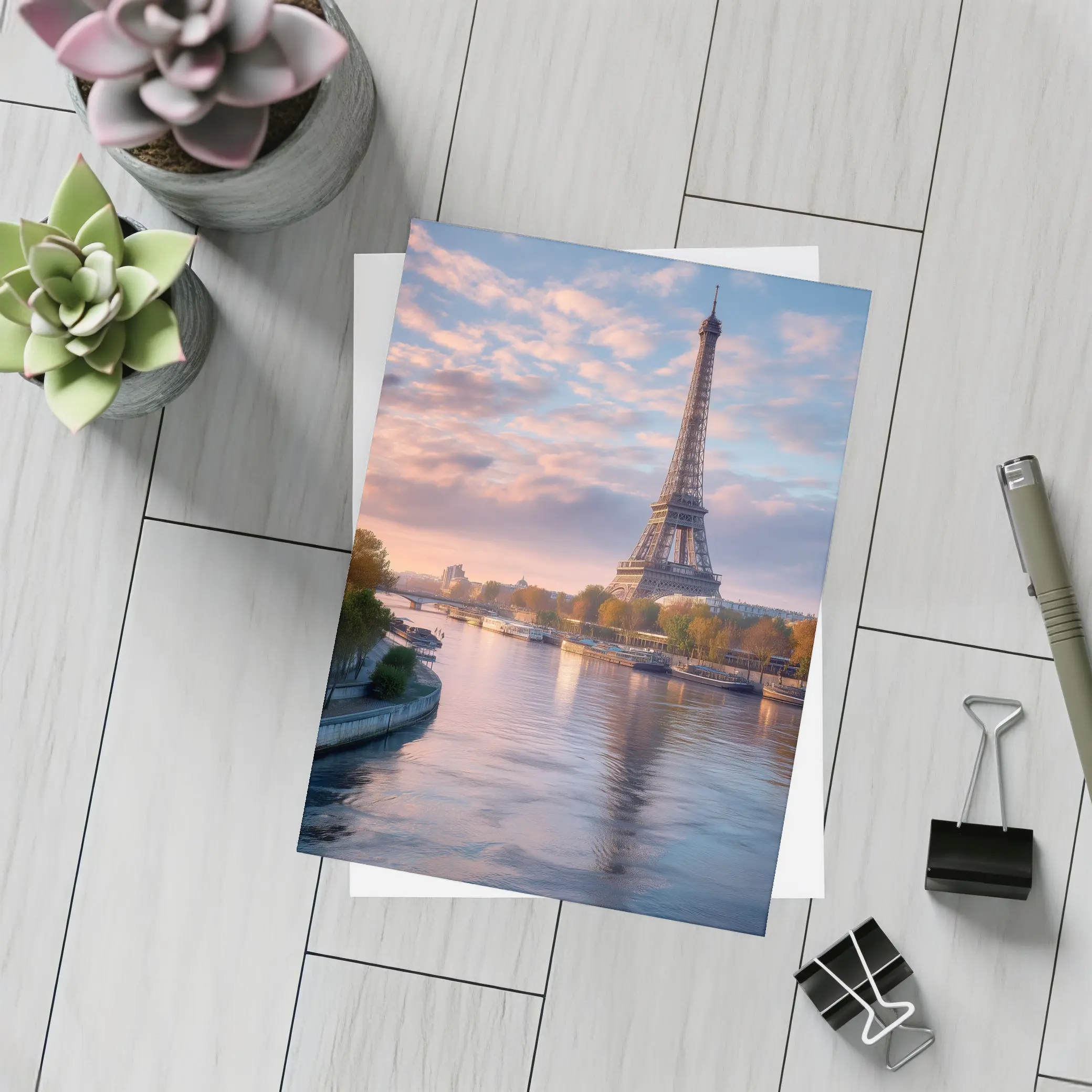 Eiffel Tower Paris Seine River Sunset – Postcards