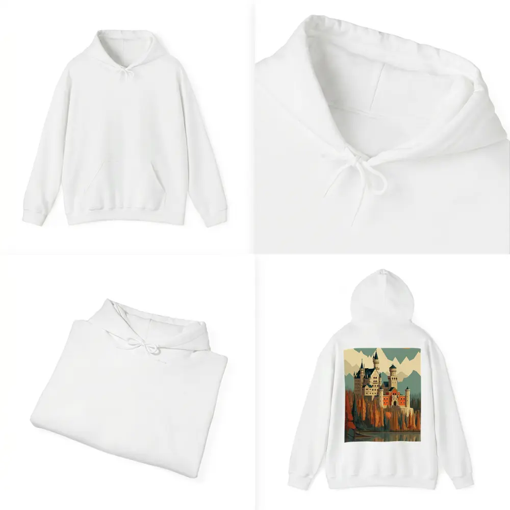 Neuschwanstein Castle Autumn Mountains Flat Art – Hoodies