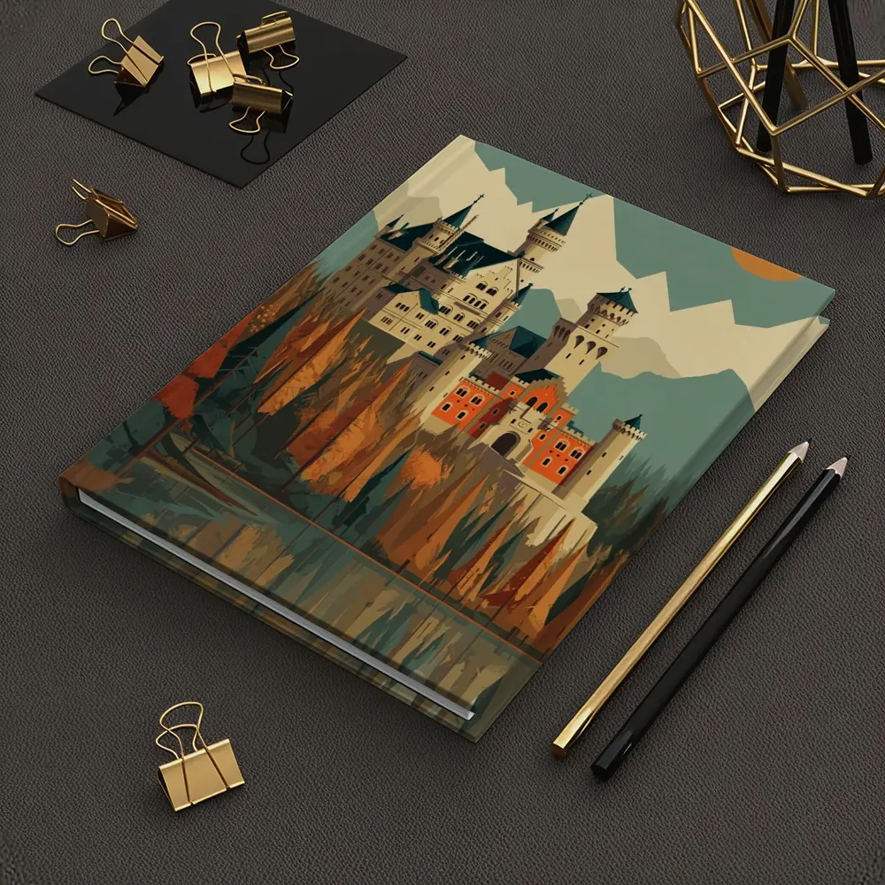 Neuschwanstein Castle Autumn Mountains Flat Art – Notebooks