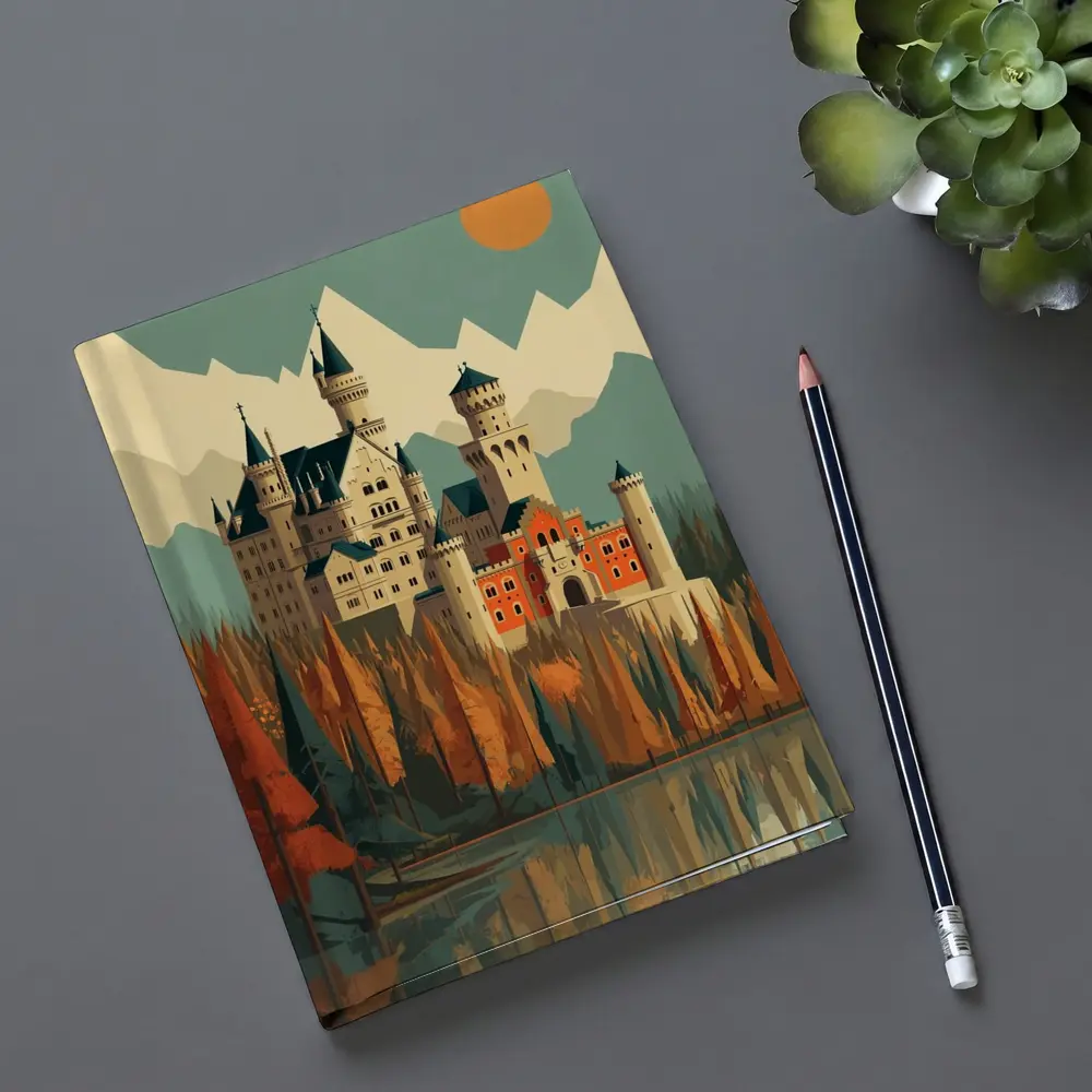 Neuschwanstein Castle Autumn Mountains Flat Art – Notebooks