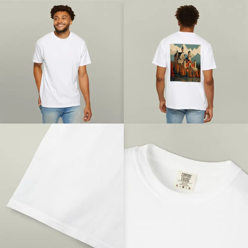 Neuschwanstein Castle Autumn Mountains Flat Art – T-Shirts