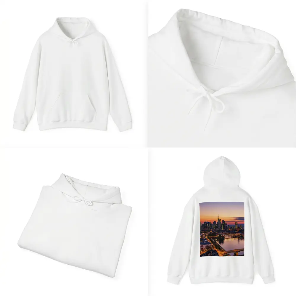 Frankfurt Skyline At Sunset Over River – Hoodies