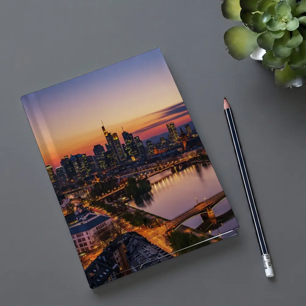 Frankfurt Skyline At Sunset Over River – Notebooks