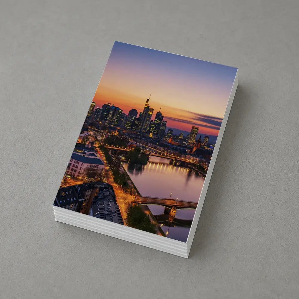 Frankfurt Skyline At Sunset Over River – Postcards