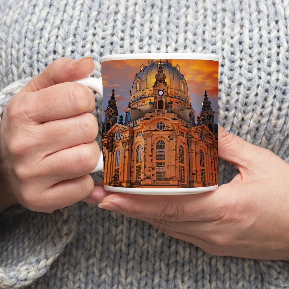 Dresden Frauenkirche Church Fiery Sunset Sky – Mugs
