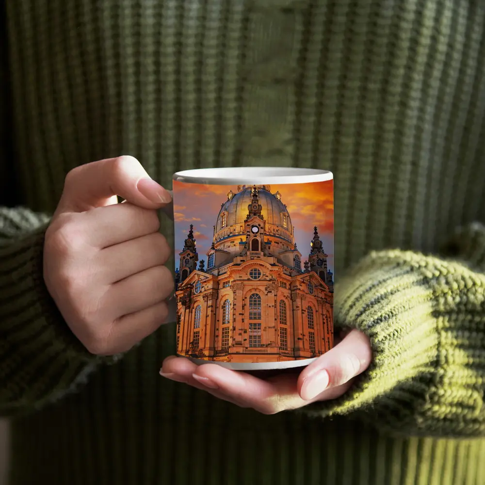 Dresden Frauenkirche Church Fiery Sunset Sky – Mugs
