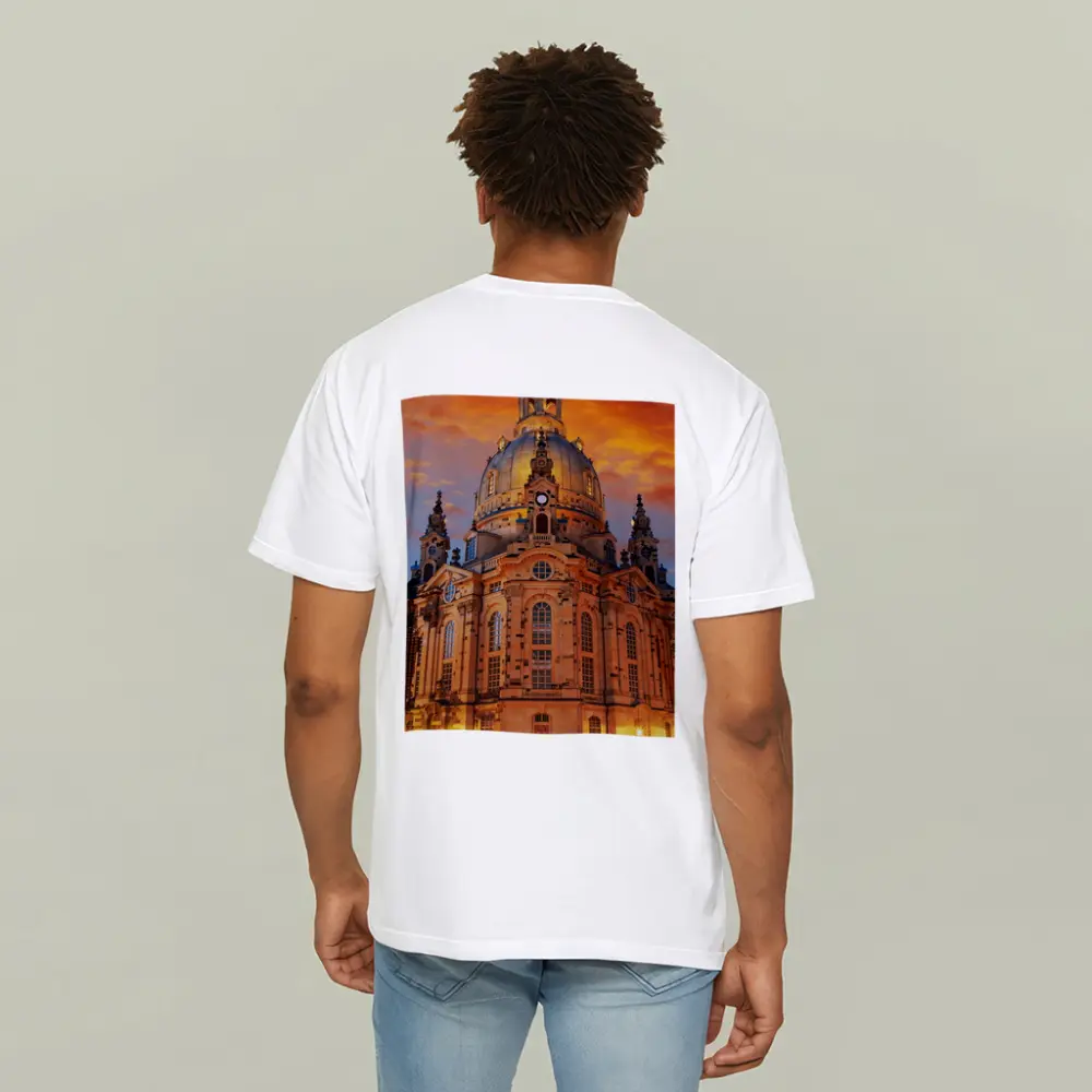 Dresden Frauenkirche Church Fiery Sunset Sky – T-Shirts