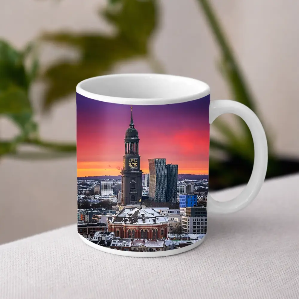 Hamburg Michel Church Tower Sunset Skyline – Mugs