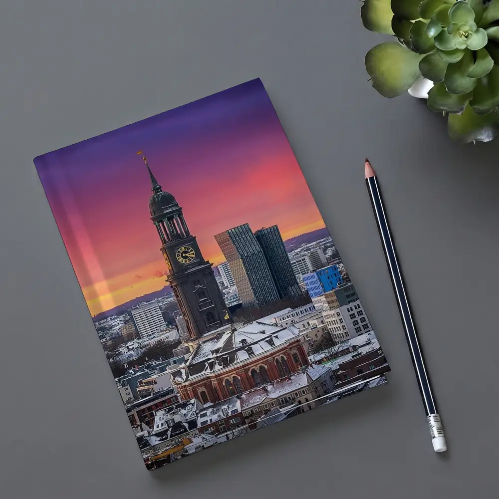 Hamburg Michel Church Tower Sunset Skyline – Notebooks