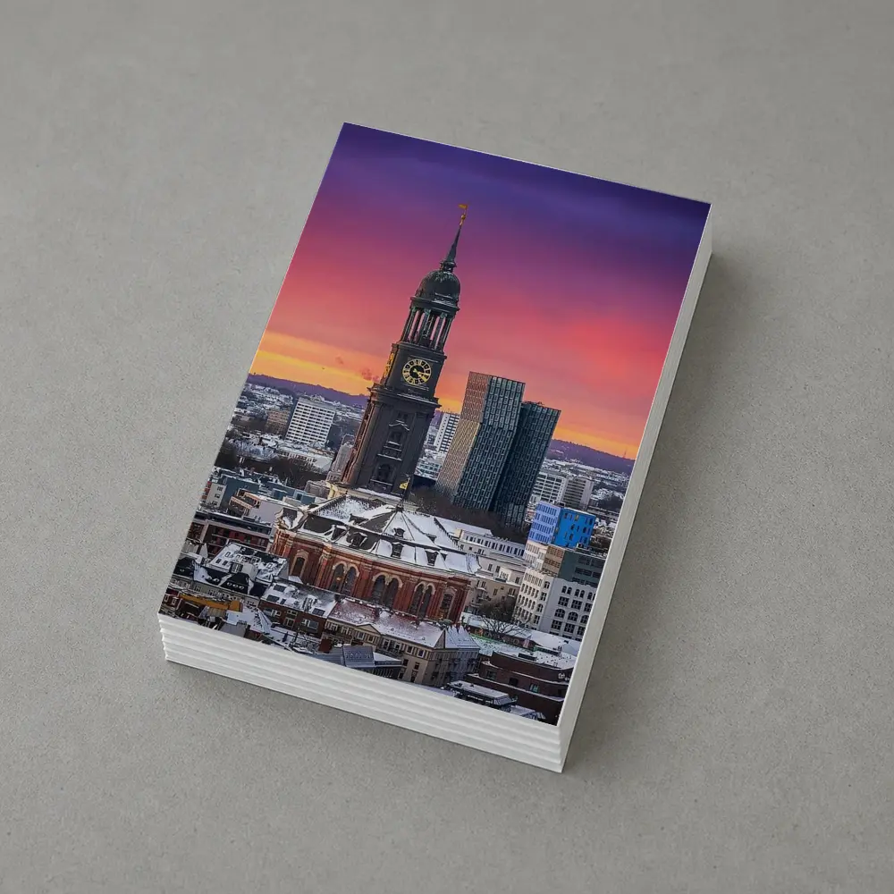Hamburg Michel Church Tower Sunset Skyline – Postcards