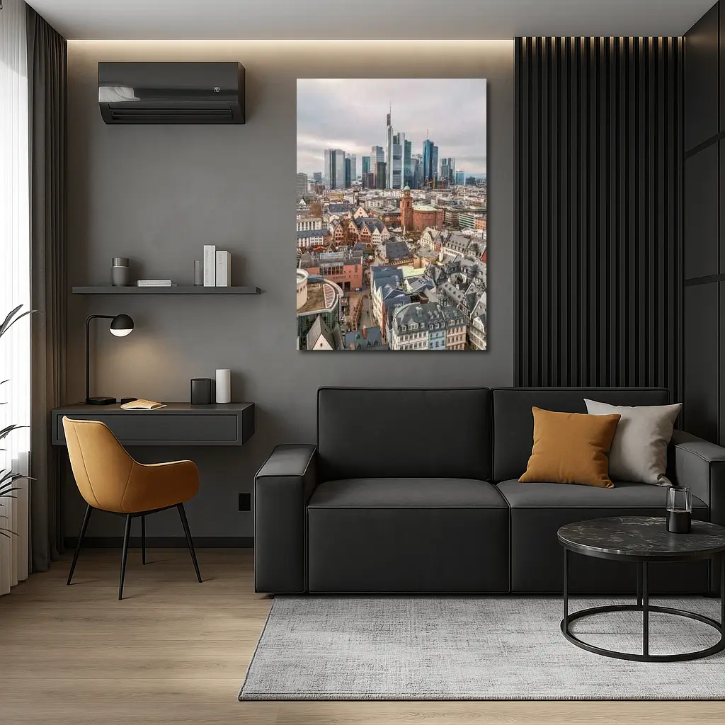 Frankfurt Skyline Old Town Aerial City View – Wall Art