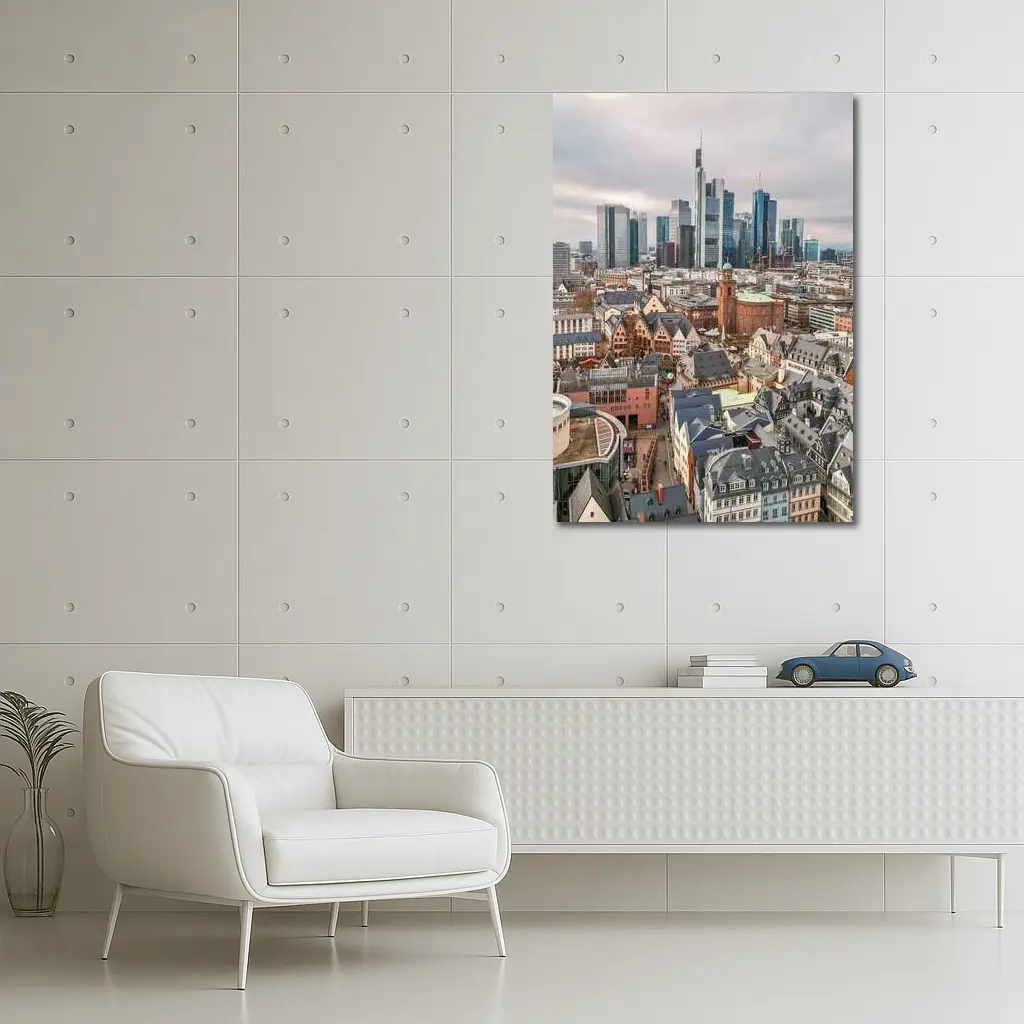Frankfurt Skyline Old Town Aerial City View – Wall Art