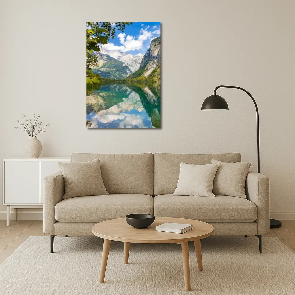 Alpine Lake Mountain Reflection Clear Sky – Wall Art