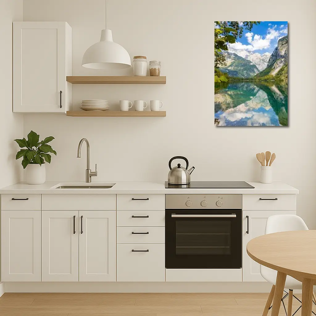 Alpine Lake Mountain Reflection Clear Sky – Wall Art