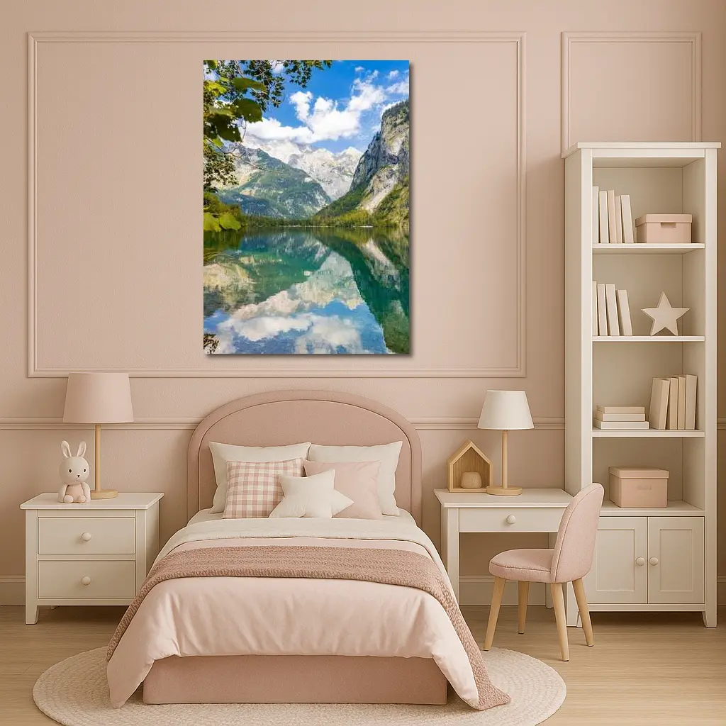 Alpine Lake Mountain Reflection Clear Sky – Wall Art