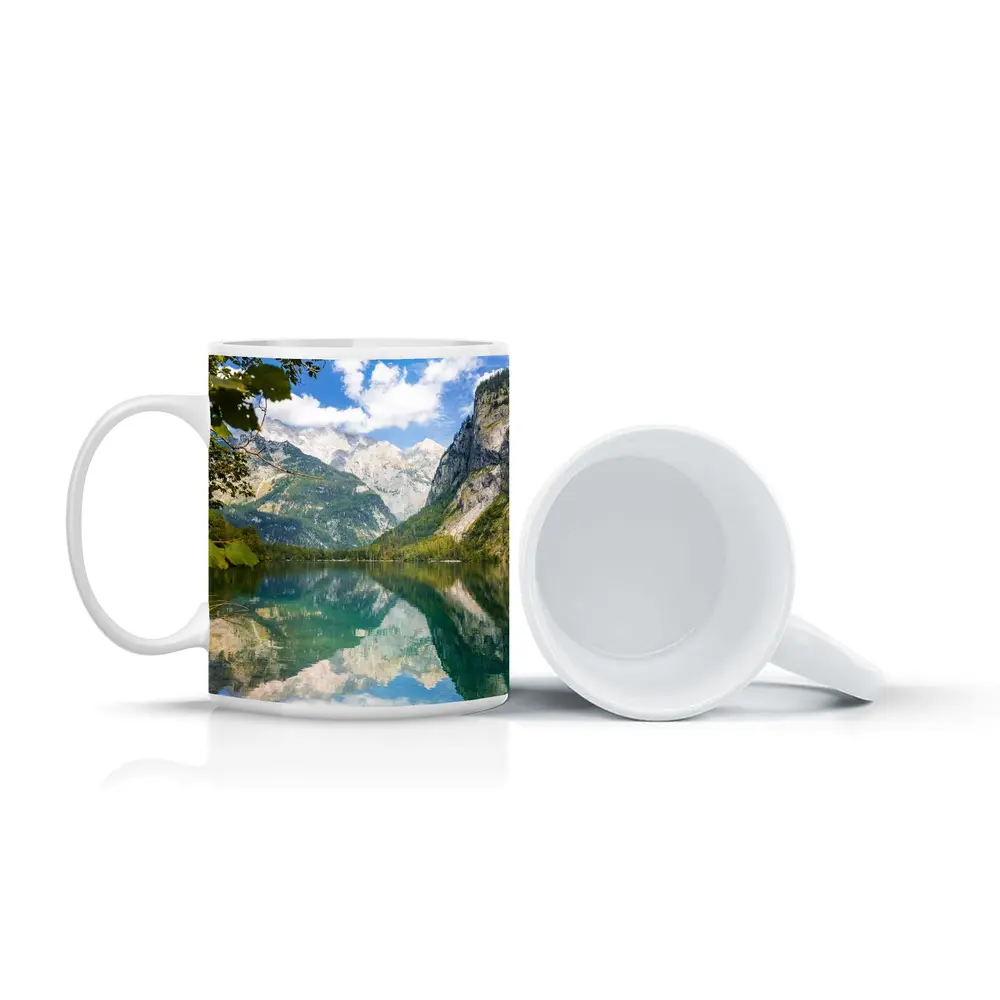 Alpine Lake Mountain Reflection Clear Sky – Mugs