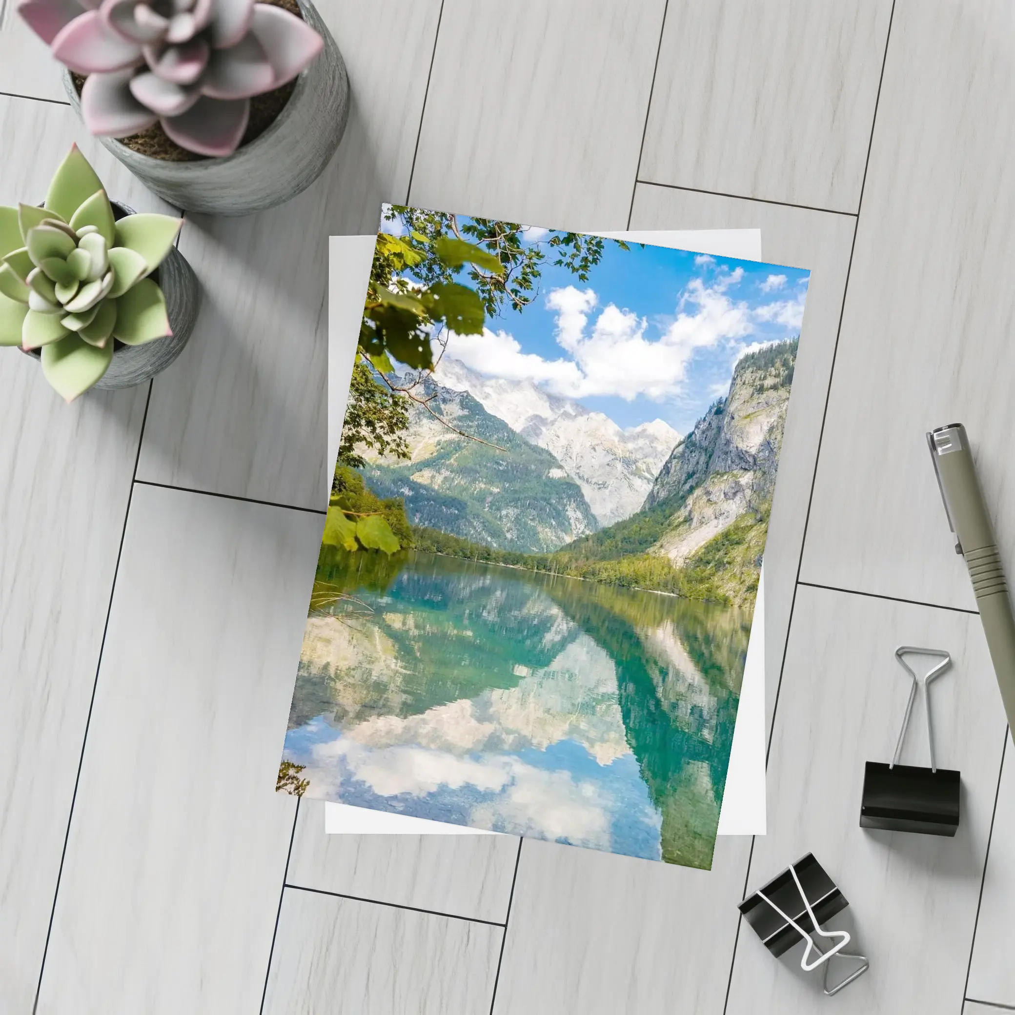 Alpine Lake Mountain Reflection Clear Sky – Postcards