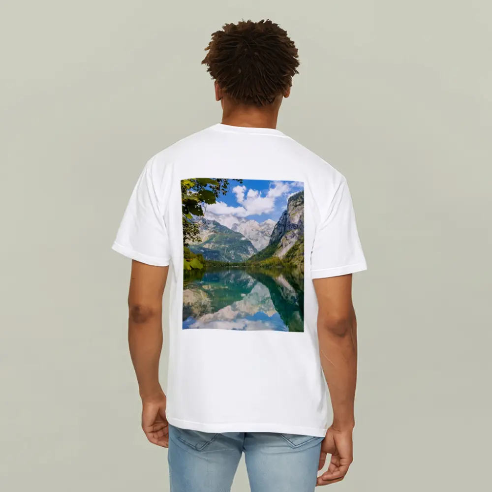 Alpine Lake Mountain Reflection Clear Sky – T-Shirts