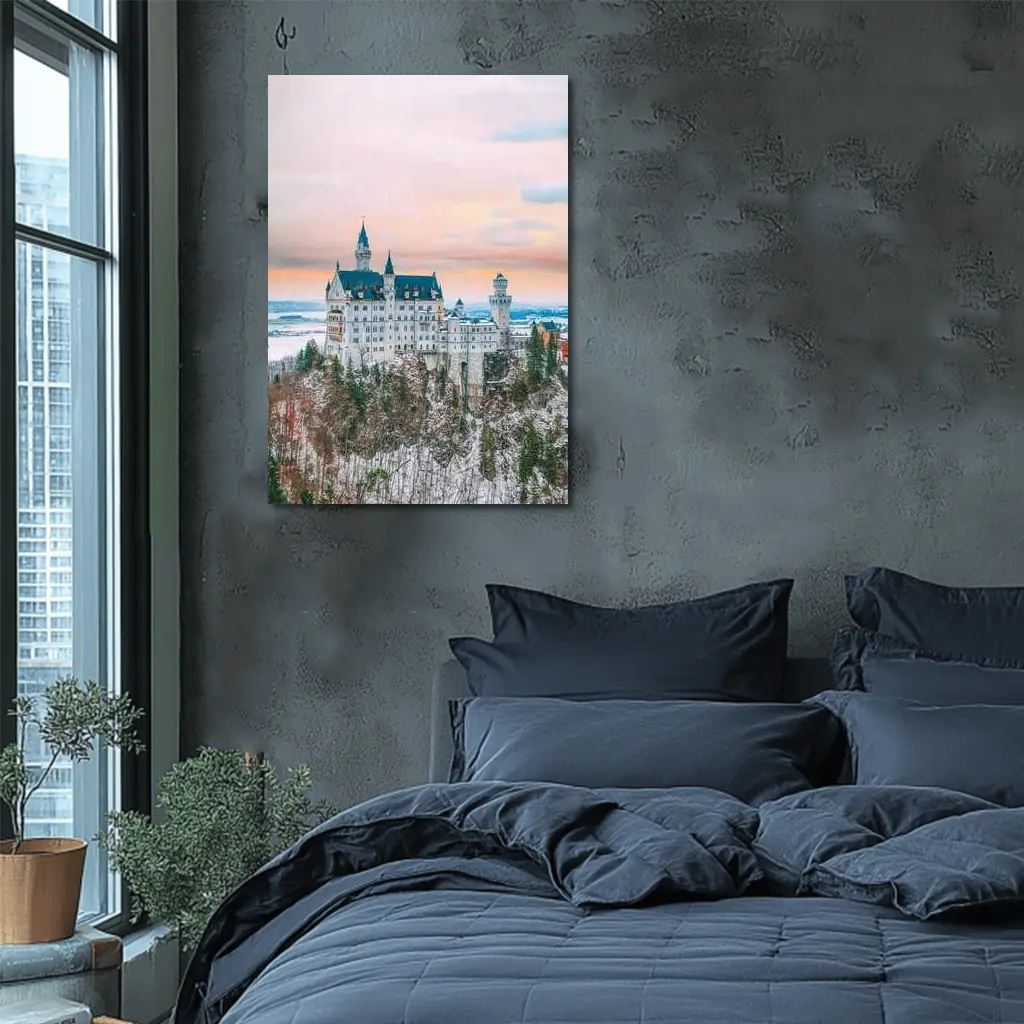 Neuschwanstein Castle Winter Sunset Bavaria Germany – Wall Art
