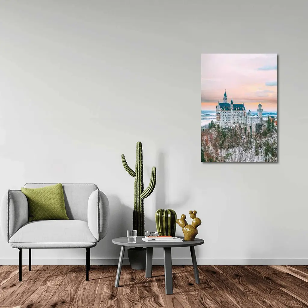 Neuschwanstein Castle Winter Sunset Bavaria Germany – Wall Art