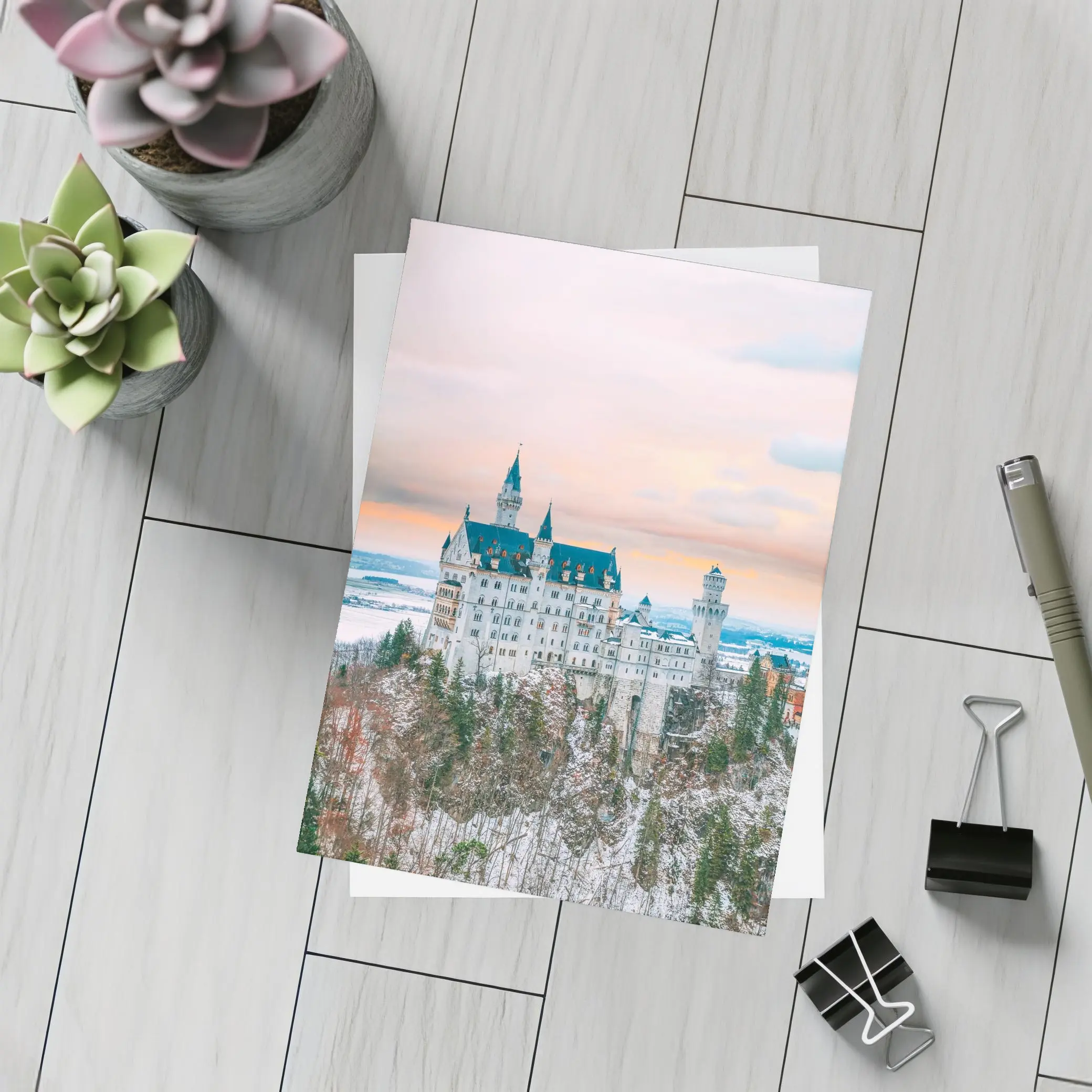 Neuschwanstein Castle Winter Sunset Bavaria Germany – Postcards