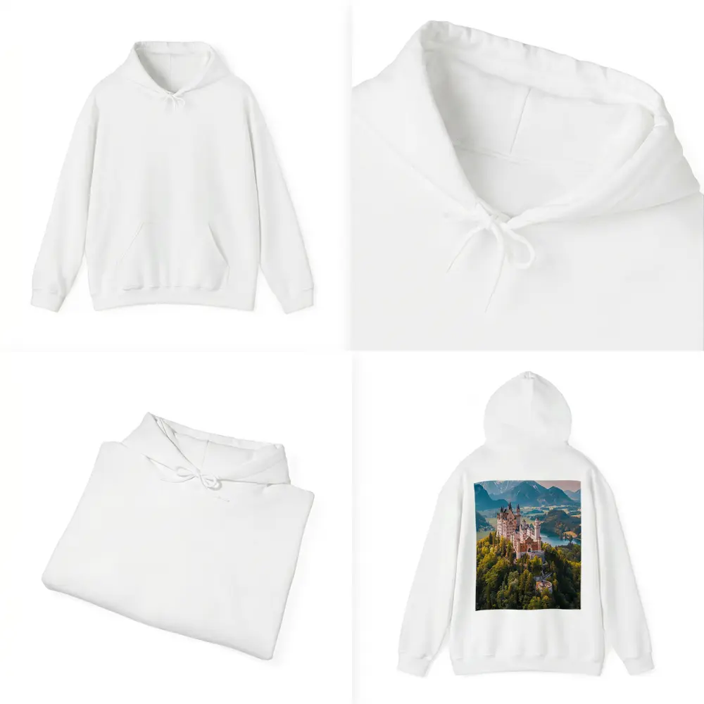 Neuschwanstein Castle Alps Forest Aerial View – Hoodies