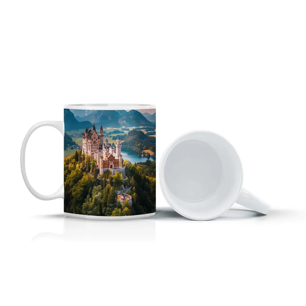Neuschwanstein Castle Alps Forest Aerial View – Mugs