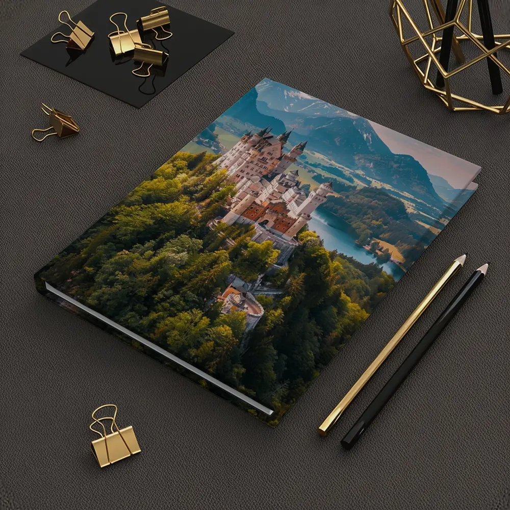 Neuschwanstein Castle Alps Forest Aerial View – Notebooks