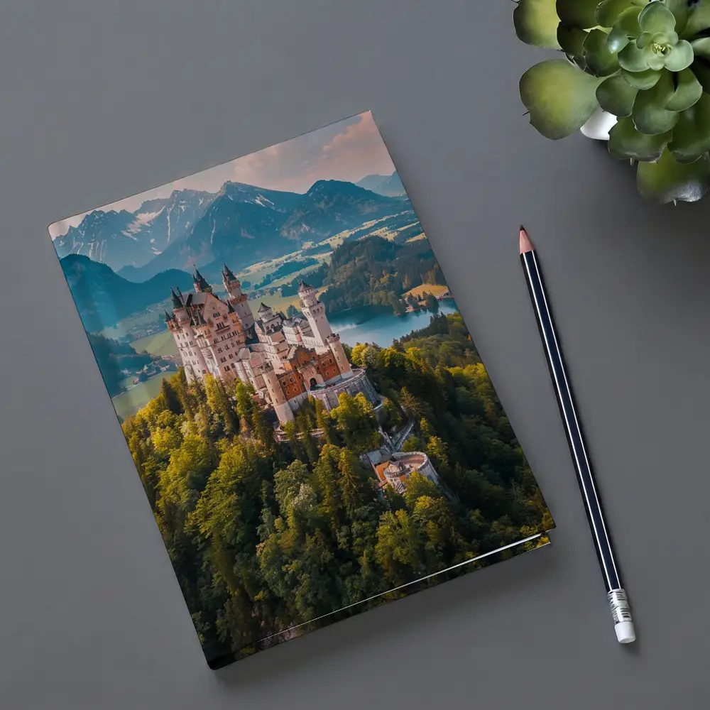 Neuschwanstein Castle Alps Forest Aerial View – Notebooks